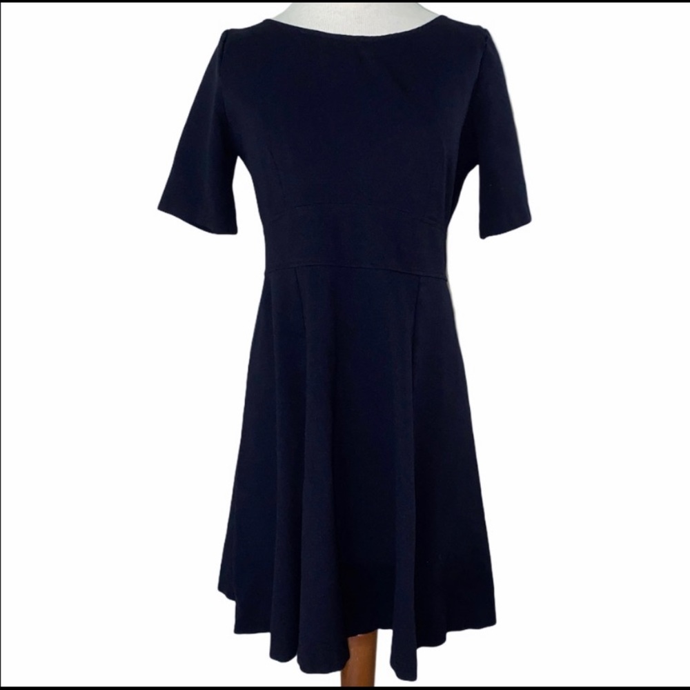 Classic Navy Short-Sleeve A-Line Dress
